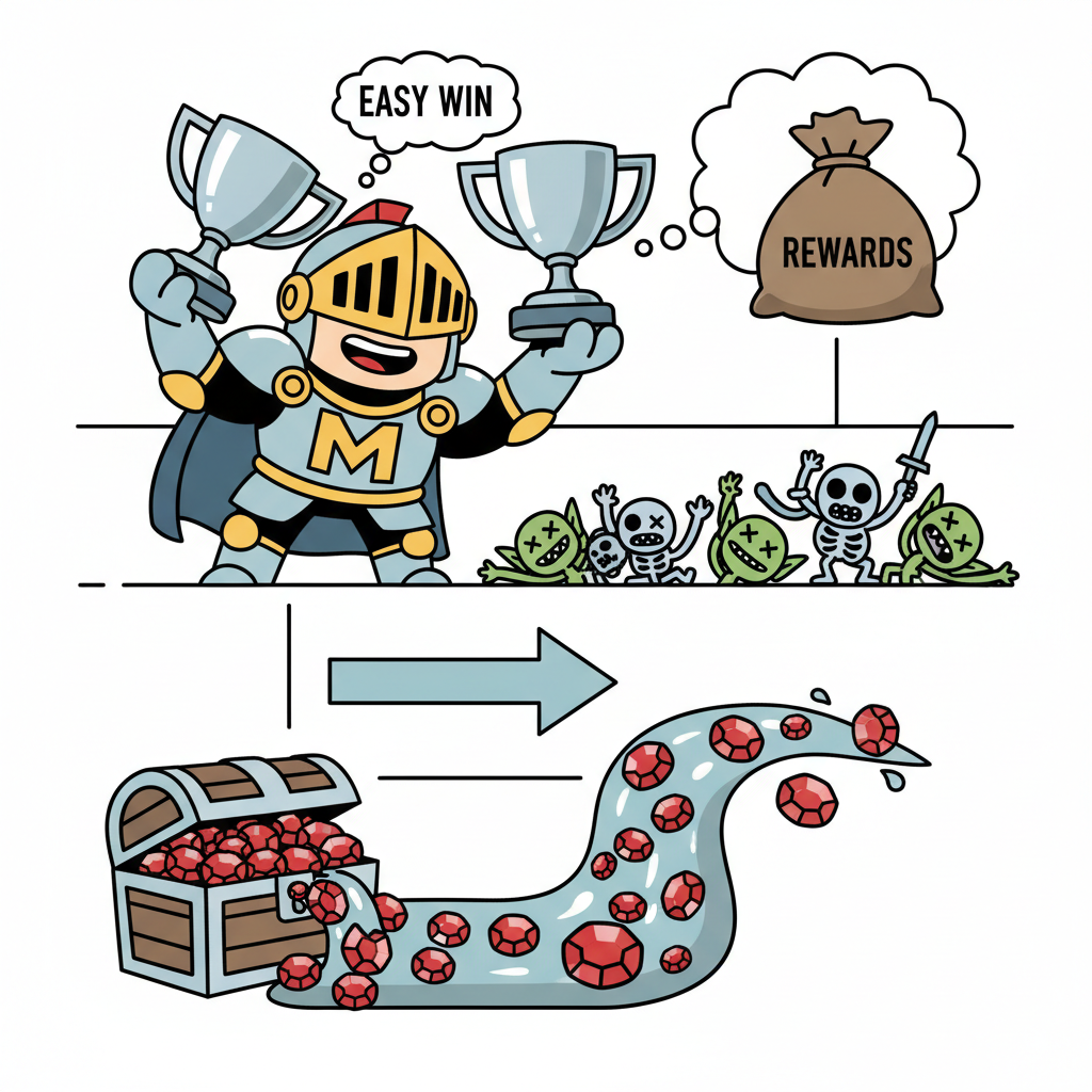 Heroes of Mavia player dropping trophies, easy battle wins, ruby rewards flowing